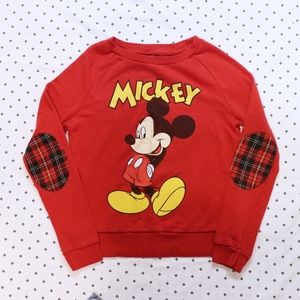 Mickey Mouse Graphic Sweater With Patch Sleeves